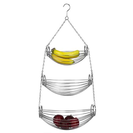 HDS TRADING 3 Tier Wire Hanging Oval Fruit Basket, Black ZOR95930